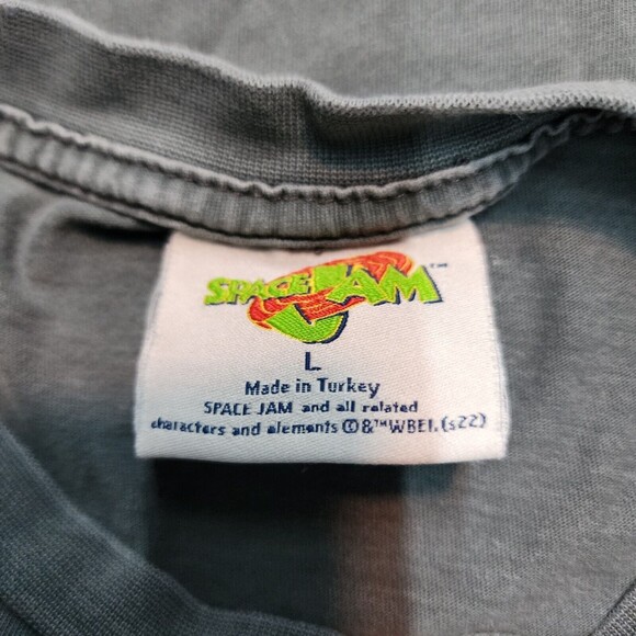 Looney Tunes T Shirt Men's Gray Graphic Tee Tune Squad Basketball Size L - Picture 4 of 10